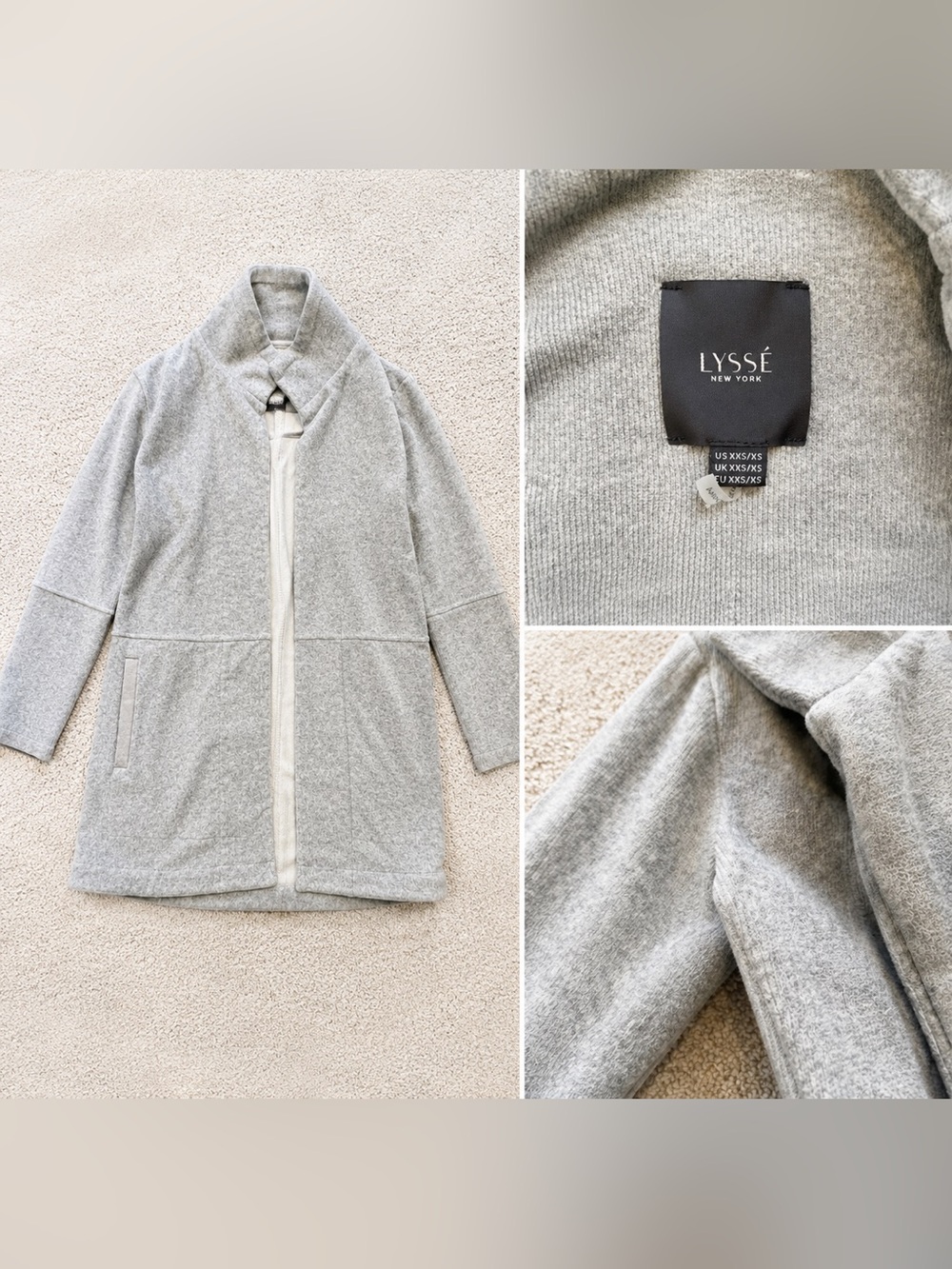 Lyssé New York Heather Gray Open Front Sweater Coat Cardigan | XXS/XS